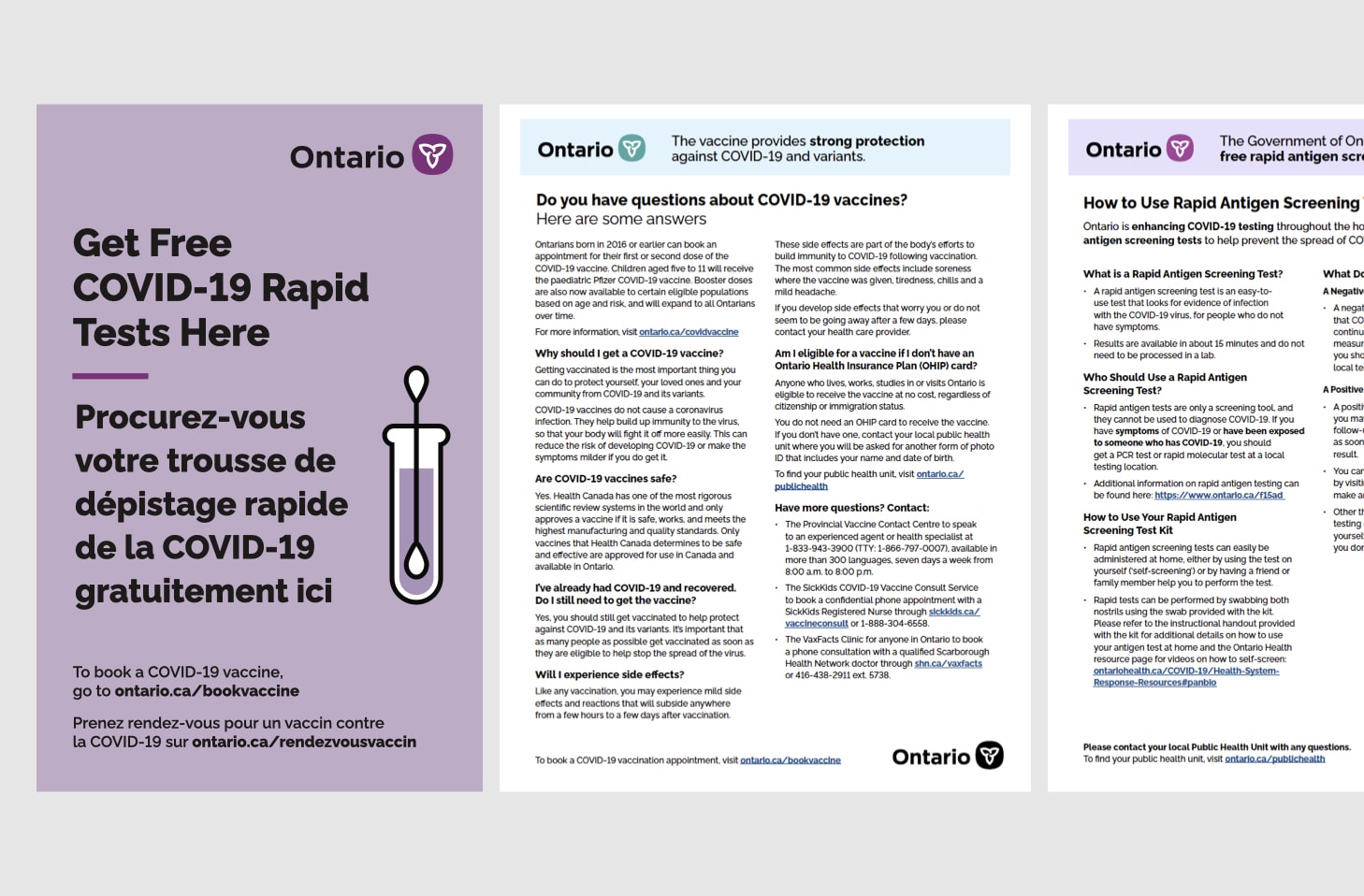 Posters and vaccine information sheets.