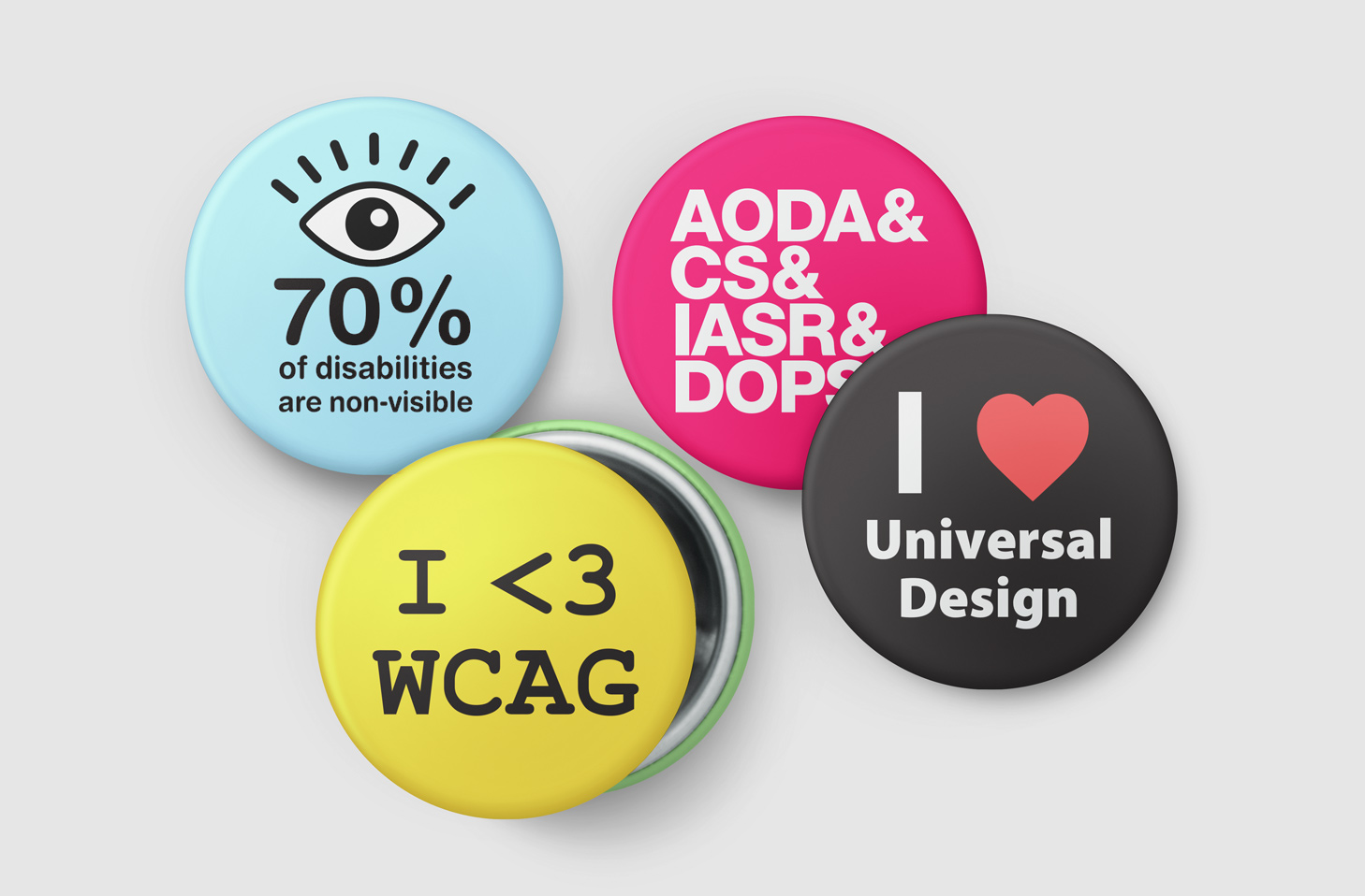 AODA promotional buttons.