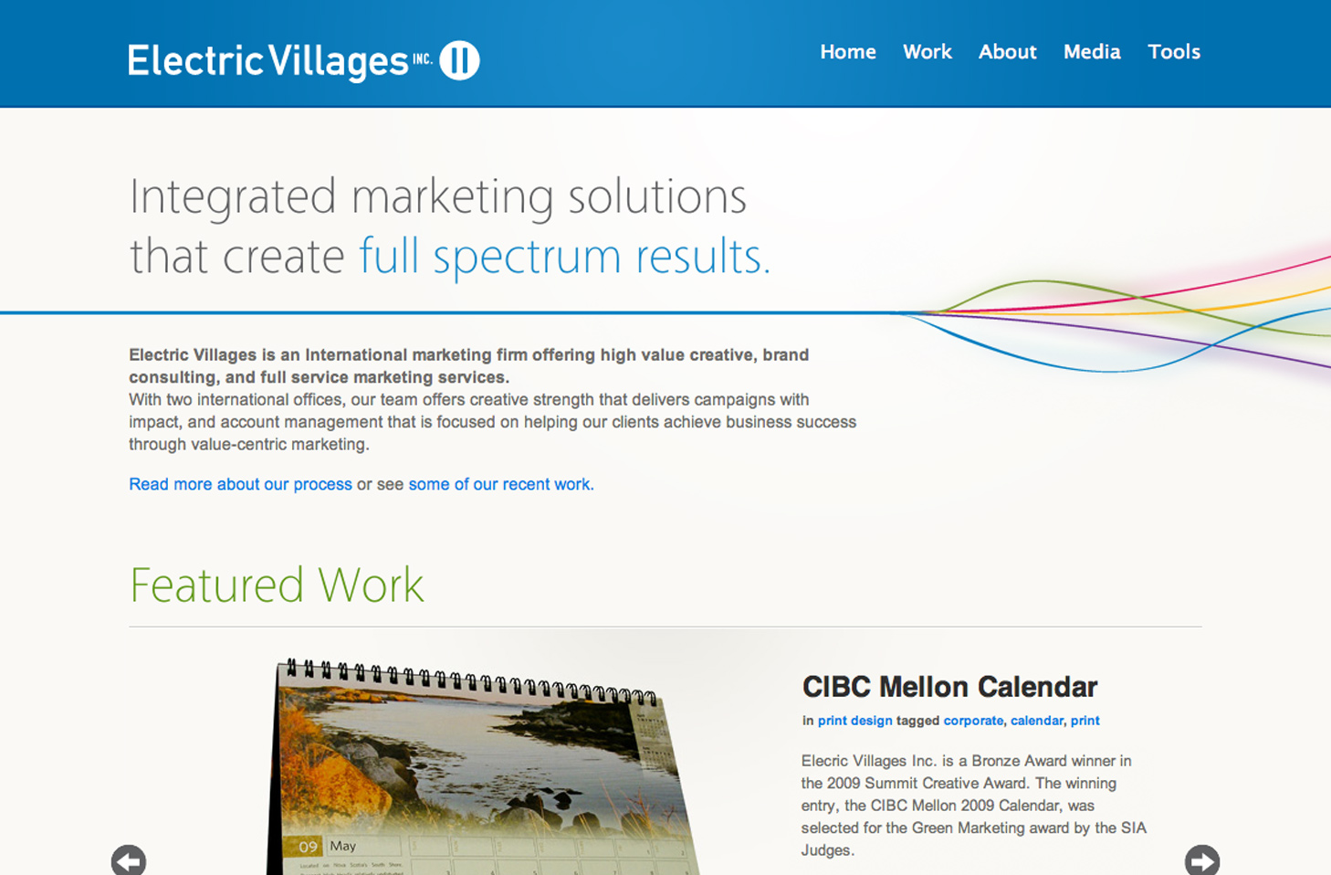 Electric Villages homepage design.